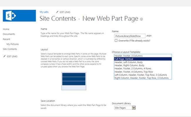 Create one Web part Page